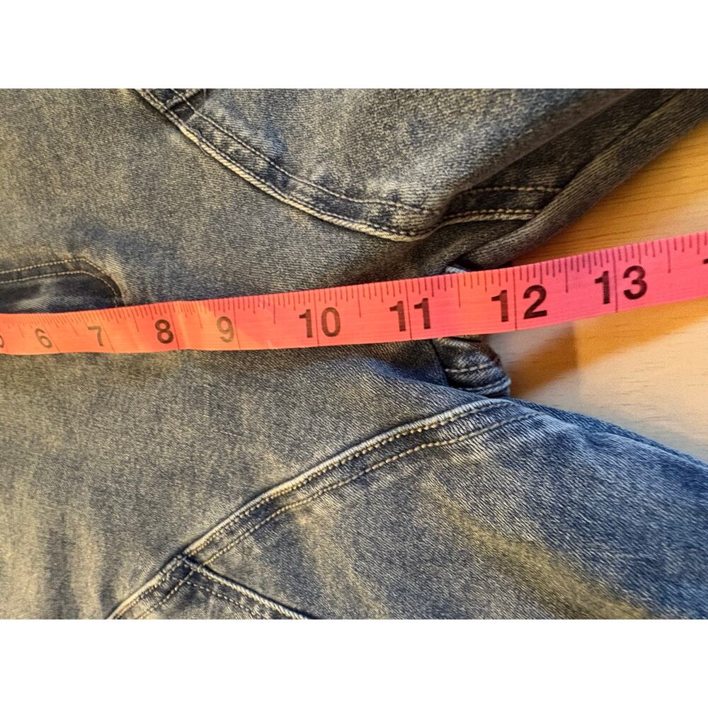 Maniere De Voir Curved Contour Panel Denim Jeans Blue Streetwear Cyber Y2K - Picture 10 of 11